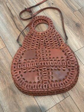 Patricia Nash Braided Leather Crossbody Bag in Brown